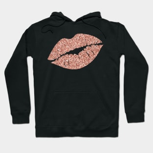 Dark Rose Gold Faux Glitter Lips Hoodie